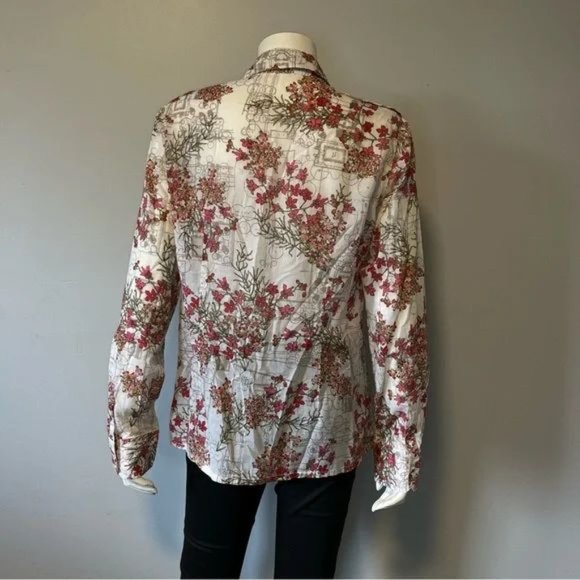 TORY BURCH Floral Print Long Sleeve Button-Up Top size 14 US - Picture 7 of 7